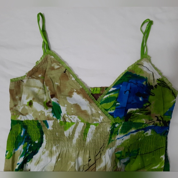 Vintage Y2K Cotton Summer Watercolour Print Dress - Picture 8 of 14